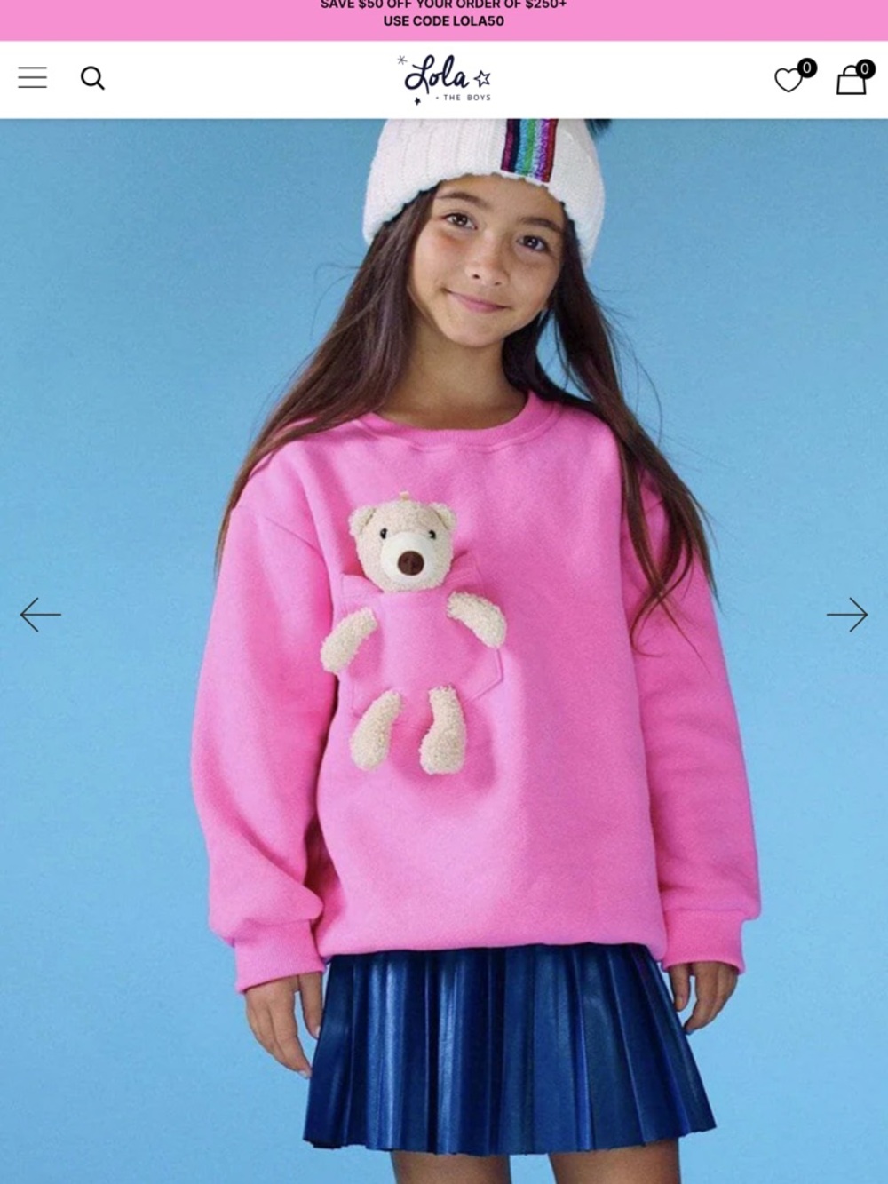 LOla and the boys a pink  Teddy Bear Pocket Sweatshirt